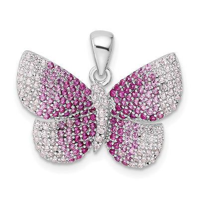 Sterling silver cubic zirconia butterfly pendant