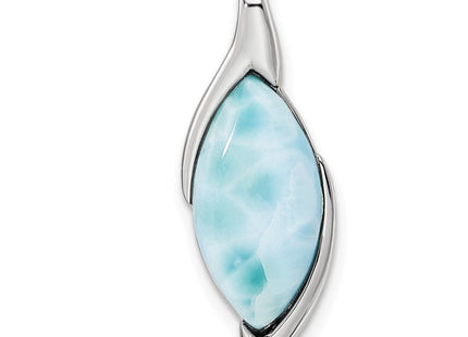 Sterling Silver Rhodium-plated Polished Larimar Pendant (Style QP5667)