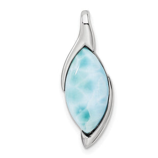 Sterling Silver Rhodium-plated Polished Larimar Pendant (Style QP5667)