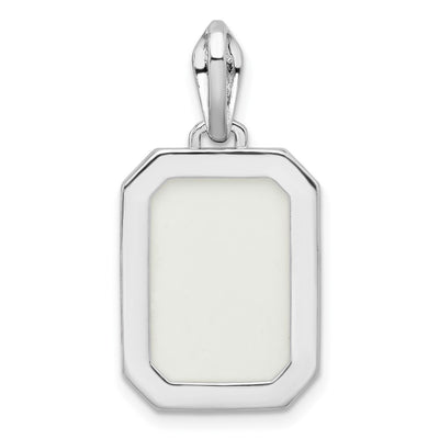 Sterling Silver RH-plated White Created Opal & CZ Beaded Border Pendant