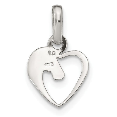 Sterling Silver Rhodium-plated Open Heart Horse Head Pendant