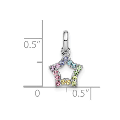 Sterling Silver Rhodium-plated Rainbow Nano Crystal Star Pendant