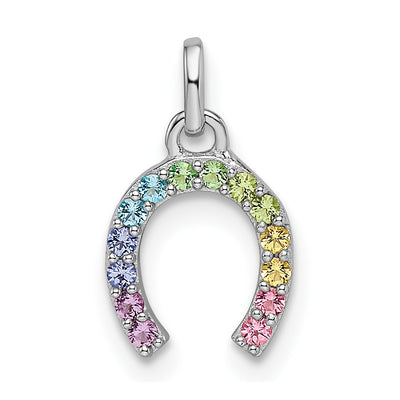 Sterling silver crystal horseshoe pendant