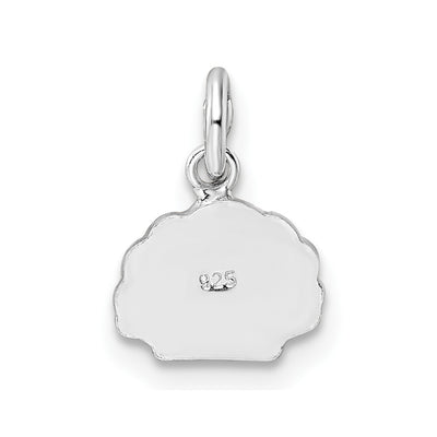 Sterling Silver Rhodium-plated Polished Pink and Orange Enameled Shell Children's Pendant
