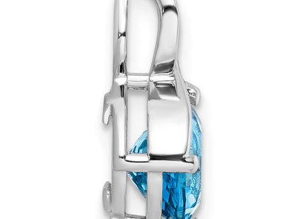 Sterling silver blue topaz circle pendant, alternate view