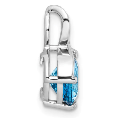 Sterling Silver Rhodium-plated Circle Swiss Blue Topaz/White Topaz Pendant, 22.45 x 9.55mm