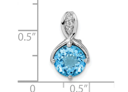 Sterling silver blue topaz circle pendant, another view