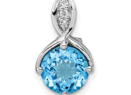 Sterling silver blue topaz circle pendant