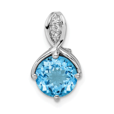 Sterling silver blue topaz circle pendant