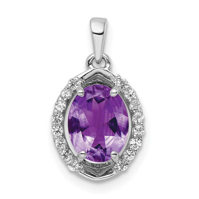 Sterling silver amethyst oval pendant