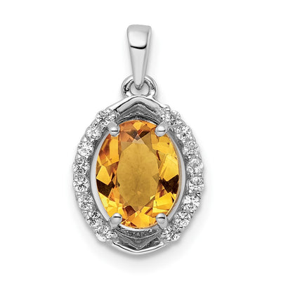 Sterling silver citrine oval pendant