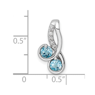 Sterling Silver Rhod-plated .7t.w. LSBT/White Topaz Pendant