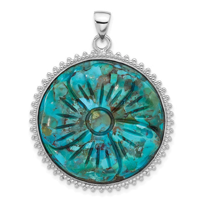 Sterling silver turquoise flower pendant