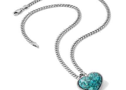 Sterling Silver Rhodium-plated Reconstituted Turquoise Heart Pendant