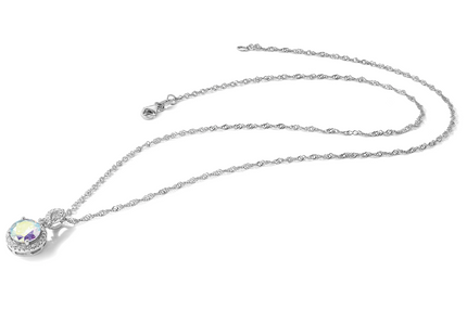 Sterling Silver Rhodium-plated Iridescent CZ Pendant