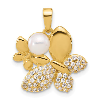 Sterling silver cubic zirconia butterfly pendant