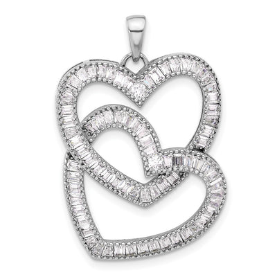 Sterling silver cubic zirconia heart pendant