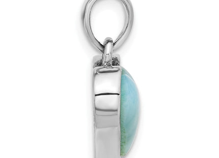 Sterling Silver Rhodium-plated Larimar Heart Pendant (Style QP5786)