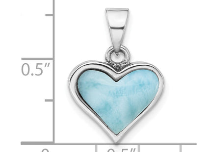 Sterling Silver Rhodium-plated Larimar Heart Pendant (Style QP5786)