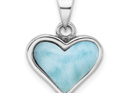 Sterling Silver Rhodium-plated Larimar Heart Pendant (Style QP5786)