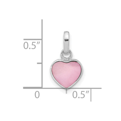 Sterling Silver Rhodium-plated Pink Mother of Pearl Heart Pendant