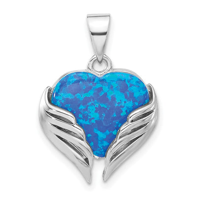 Sterling silver opal heart pendant