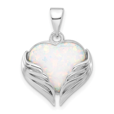 Sterling silver opal heart pendant