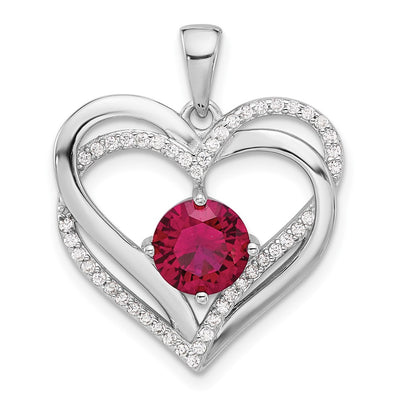 Sterling silver cubic zirconia heart pendant