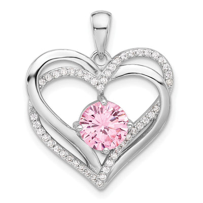 Sterling silver cubic zirconia heart pendant