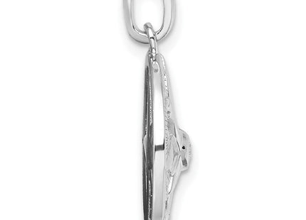Sterling Silver Rhodium-plated Polished CZ Compass Pendant (Style QP5799)