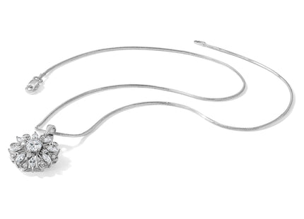 Sterling Silver Rhodium-plated CZ Floral Pendant