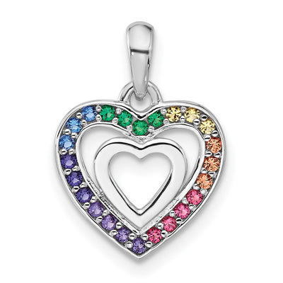 Sterling silver crystal heart pendant