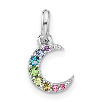 Sterling silver crystal moon pendant