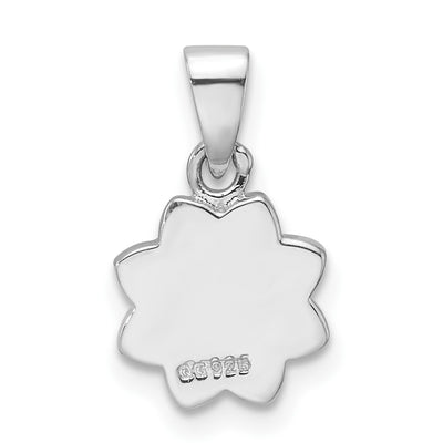 Sterling Silver RH-plated Multicolor Enamel Smiling Sun Children's Pendant