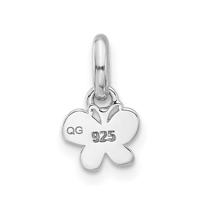 Sterling Silver Rhodium-plated Children's Small Enamel Butterfly Pendant, 7.44 x 6.35mm