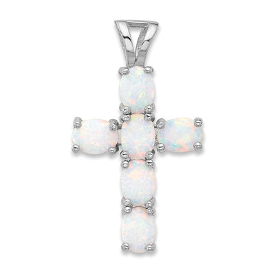 Sterling silver opal cross pendant