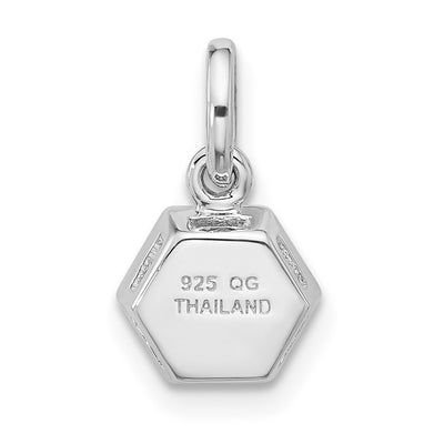 Sterling Silver Rh-plated Polished Solitaire Sky Blue Topaz Charm Pendant