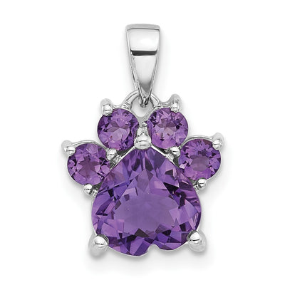 Sterling silver amethyst paw pendant