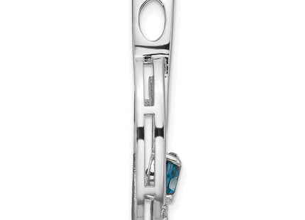 Sterling Silver Rhodium-plated London Blue Topaz and CZ Chain Slide (Style QP5873BT)
