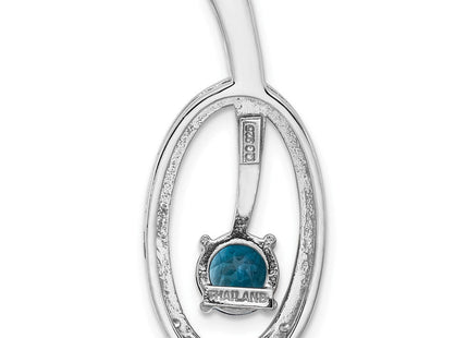 Sterling Silver Rhodium-plated London Blue Topaz and CZ Chain Slide (Style QP5873BT)