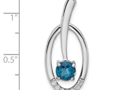 Sterling Silver Rhodium-plated London Blue Topaz and CZ Chain Slide (Style QP5873BT)