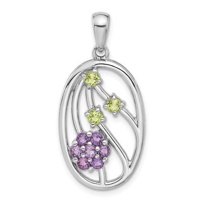 Sterling silver amethyst flower pendant
