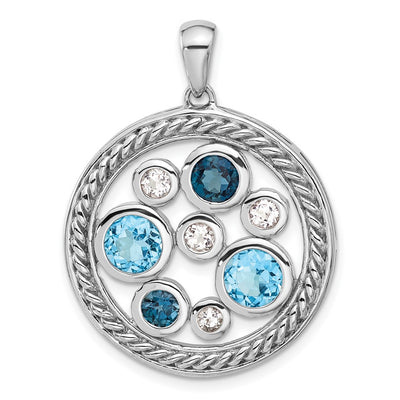 Sterling silver topaz circle pendant