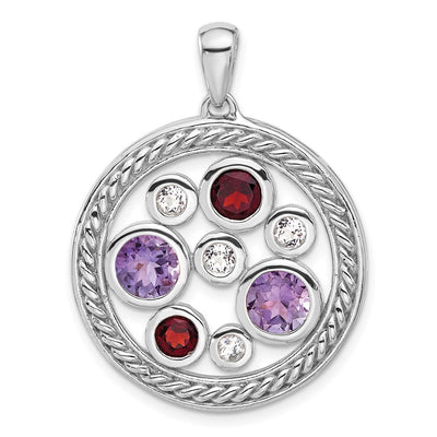 Sterling silver amethyst circle pendant