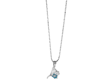 Sterling Silver Rhodium-plated Polished Blue Enamel Stingray Pendant