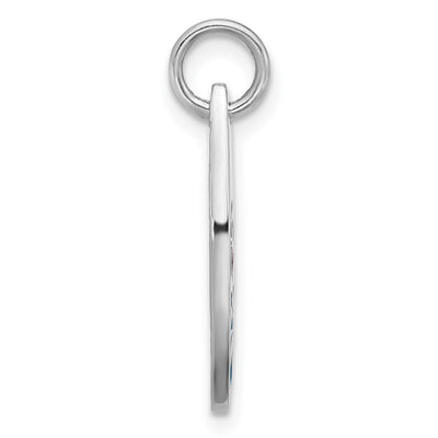 Sterling Silver Rhodium-plated Polished Enamel Flower Surfboard Pendant