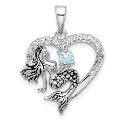Sterling silver cubic zirconia heart pendant