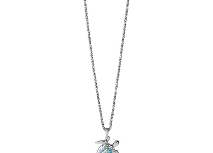 Sterling Silver Rhodium-plated Polished CZ Turtle Pendant