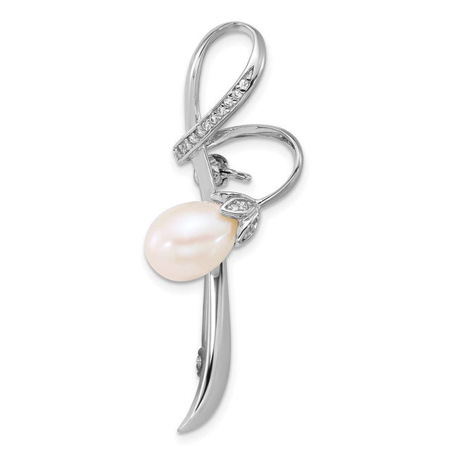 Sterling silver cubic zirconia teardrop brooch