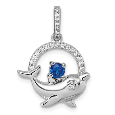 Sterling silver cubic zirconia circle pendant